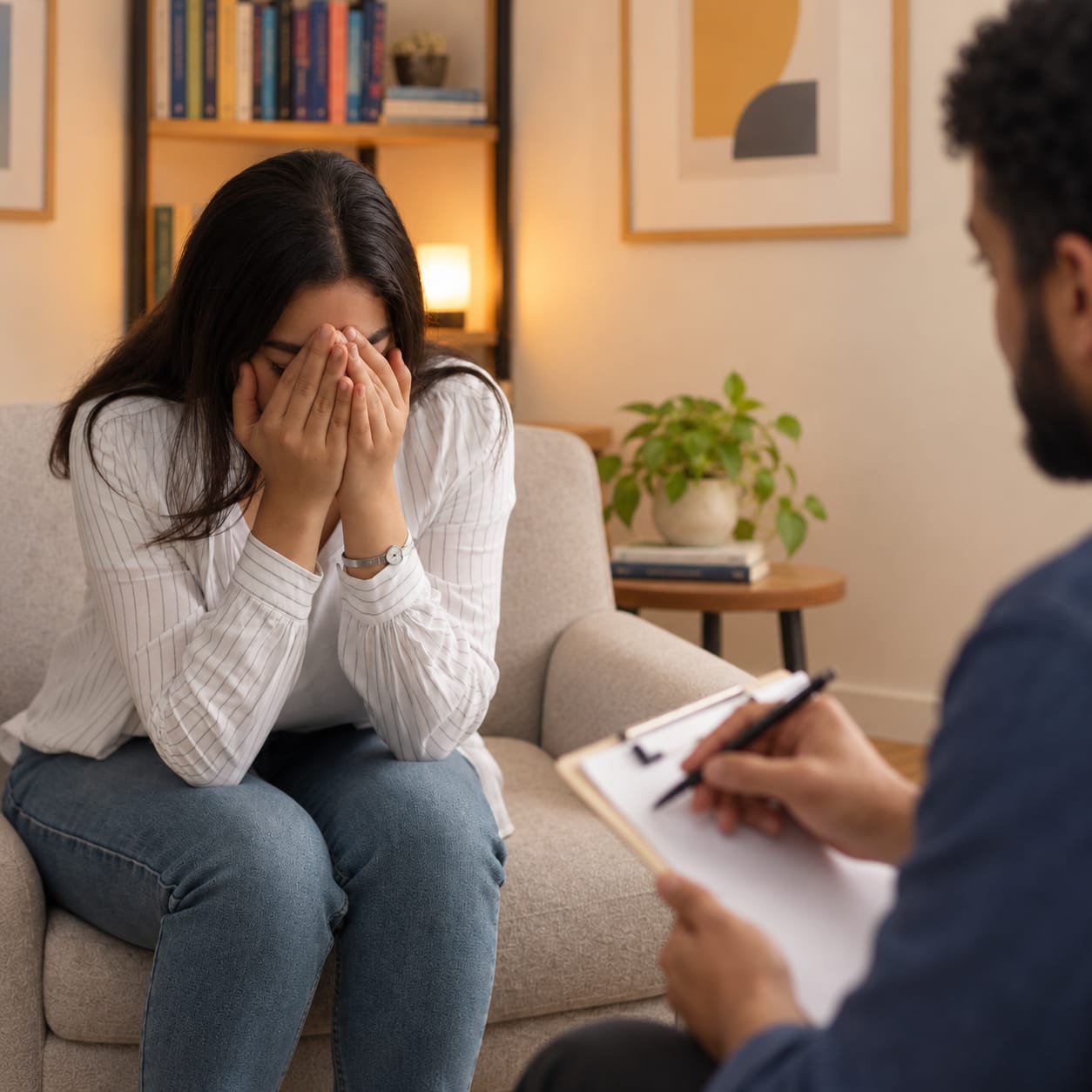 Sessão de psicoterapia individual no consultório